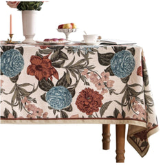 Rustic Bloom printed jute dining table cover with elegant floral design for home dining table