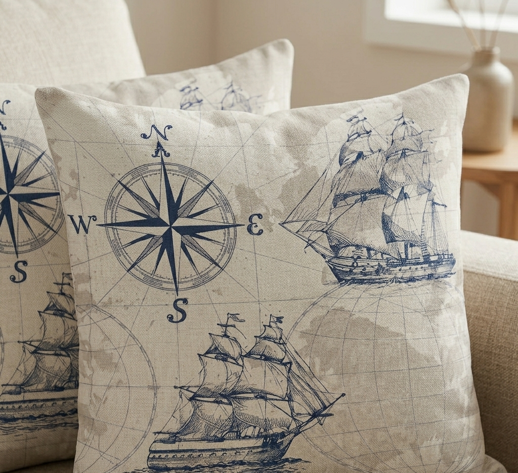 Coastal Compass Cushion Cover Pack of 2