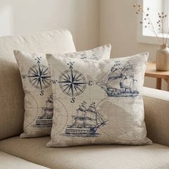 Coastal Compass Cushion Cover Pack of 2