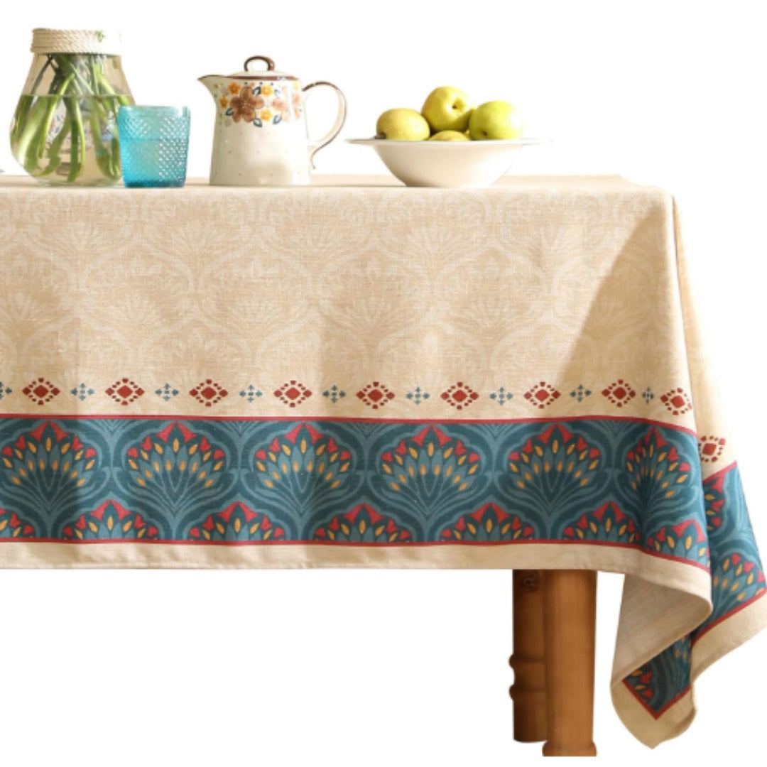 Royal Heritage printed jute dining table cover with elegant traditional border design